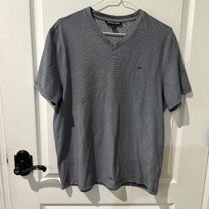 Michael Kors Dark Charcoal Vneck Short Sleeve Shirt Sz L